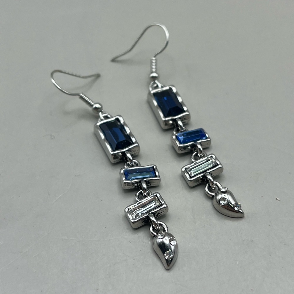 Elegant Silver and Blue Dangle Earrings